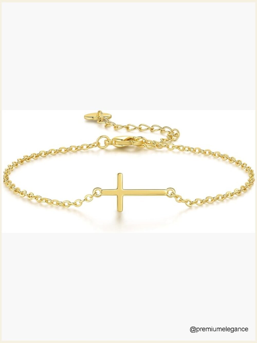 14K Gold Plated Cross Bracelet Dainty Thin Charm Bracelet Faith Jewelry Women